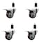 Service Caster 3'' SS Maroon Poly Swivel 1-3/8'' Expanding Stem Caster Set Total Lock Brake, 4PK SCC-SSEXTTL20S314-PPUB-MRN-138-4 - alternate 1